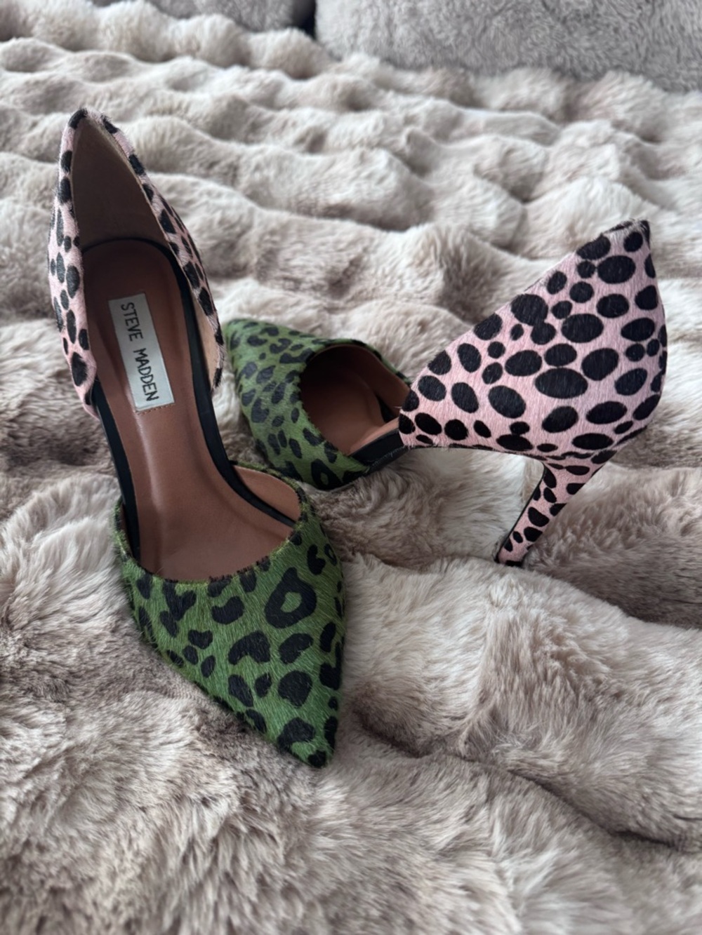 Steve Madden Two-Tone Leopard D'Orsay Pumps - Green & Pink